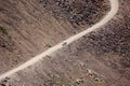 White Car on Secluded Road on Dry Mountain Royalty Free Stock Photo