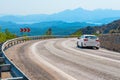 White car in turn a road Royalty Free Stock Photo