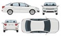 White car vector template view from front, side, rear, and top Royalty Free Stock Photo