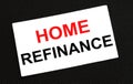 White card on the black background with text Home Refinance