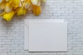 White card mockup flat lay simple clean for Spring, Nursery, Art, Wedding, Party, Mother`s Day, Sale