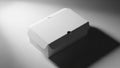 White cardboard box with a flap closure is placed against a smooth Royalty Free Stock Photo