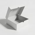 A white cardboard box with its lid open, casting a shadow on a plain background Royalty Free Stock Photo