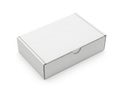 A white cardboard box with a lid resting on a white background Royalty Free Stock Photo