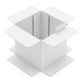 White cardboard box with open flaps and empty interior isolated on white background Royalty Free Stock Photo