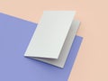 White cardboard brochure on multicolour background, 3d rendering.