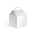 White Cardboard Fast Food Box, Packaging For Lunch, Chinese Food. On White Background Isolated. Mock Up,