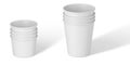 White cardboard paper cups on white background.