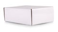 White cardboard postal, mailing box mockup isolated on white background Royalty Free Stock Photo