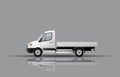 White cargo subcompact car with a loading platform, side view. Cargo van Royalty Free Stock Photo