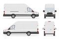 White cargo van car template in different angles. Vector illustration Royalty Free Stock Photo