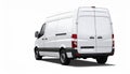 White cargo van viewed from rear three-quarter angle isolated on white background white van Royalty Free Stock Photo