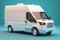 White cargo van. Isolated on solid color studio background. Side view Royalty Free Stock Photo