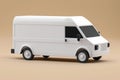 White cargo van. Isolated on solid color studio background. Side view