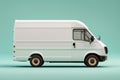 White cargo van. Isolated on solid color studio background. Side view. Royalty Free Stock Photo