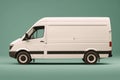 White cargo van. Isolated on solid color studio background. Side view. Royalty Free Stock Photo