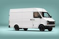 White cargo van. Isolated on solid color studio background. Side view. Royalty Free Stock Photo