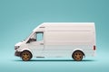 White cargo van. Isolated on solid color studio background. Side view. Royalty Free Stock Photo