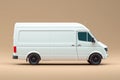 White cargo van. Isolated on solid color studio background. Side view. Royalty Free Stock Photo