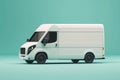 White cargo van. Isolated on solid color studio background. Side view. Royalty Free Stock Photo