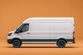 White cargo van. Isolated on solid color studio background. Side view. Royalty Free Stock Photo