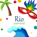 White carnival background with decorative mask.