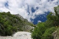 White Carrara marble quarry in the Apuan Alps. A mountain peak n