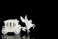 White carriage and horse isolated on  background Royalty Free Stock Photo