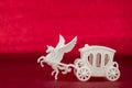 White carriage and horse isolated on  background Royalty Free Stock Photo