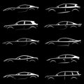 White cars silhouettes. Royalty Free Stock Photo