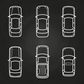 White cars template set - cars top view icons Royalty Free Stock Photo