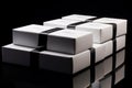 White carton boxes, packings on a black background with reflection. Delivery by post. Generative AI Royalty Free Stock Photo