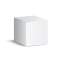 White carton 3d box. White cube. Box package mockup, delivery, shopping sign Ã¢â¬â vector Royalty Free Stock Photo