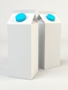 White carton pack for milk with blue lid