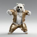 Hip-hop Kermode Bear: 3d Image Of A Polar Bear In Sunglasses And Streetwear