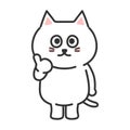 White cartoon cat giving someone a thumbs-up gesture, vector illustration.