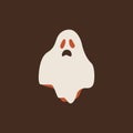 White Cartoon halloween ghost icon. Smiley and evil emotions