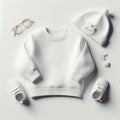 Baby Mockup Design. White casual sweatshirt for kids on white background