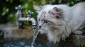 White Cat Drinking Water From Faucet Royalty Free Stock Photo