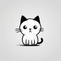 Minimalistic Cartoon Doodle Of A Cute Black And White Cat Royalty Free Stock Photo