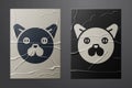 White Cat icon isolated on crumpled paper background. Animal symbol. Paper art style. Vector Royalty Free Stock Photo