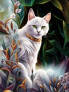 White cat portrait - Generative AI Royalty Free Stock Photo