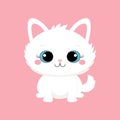 White cat sitting. Head face silhouette icon. Kitten with blue eyes. Cute cartoon funny baby character. Funny kawaii animal. Pet Royalty Free Stock Photo