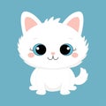 White cat sitting. Kitten with blue eyes. Head face silhouette icon.Cute cartoon funny baby character. Funny kawaii animal. Pet Royalty Free Stock Photo