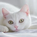 a white cat sleeping happily Royalty Free Stock Photo