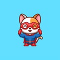 White Cat Super Hero Cute Creative Kawaii Cartoon Mascot Logo Royalty Free Stock Photo