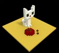 White cat in voxel style