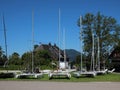 White Catamarans Sailboats on Grass Field in Summer