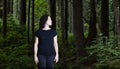 White Caucasian Adult Woman in the Canadian Rain Forest.