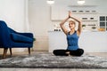 White caucasian woman do sit yoga at home Royalty Free Stock Photo